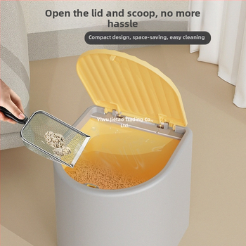 Lopată manuală pentru nisip de pisică, cu capac și coș pentru gunoi anti-miros