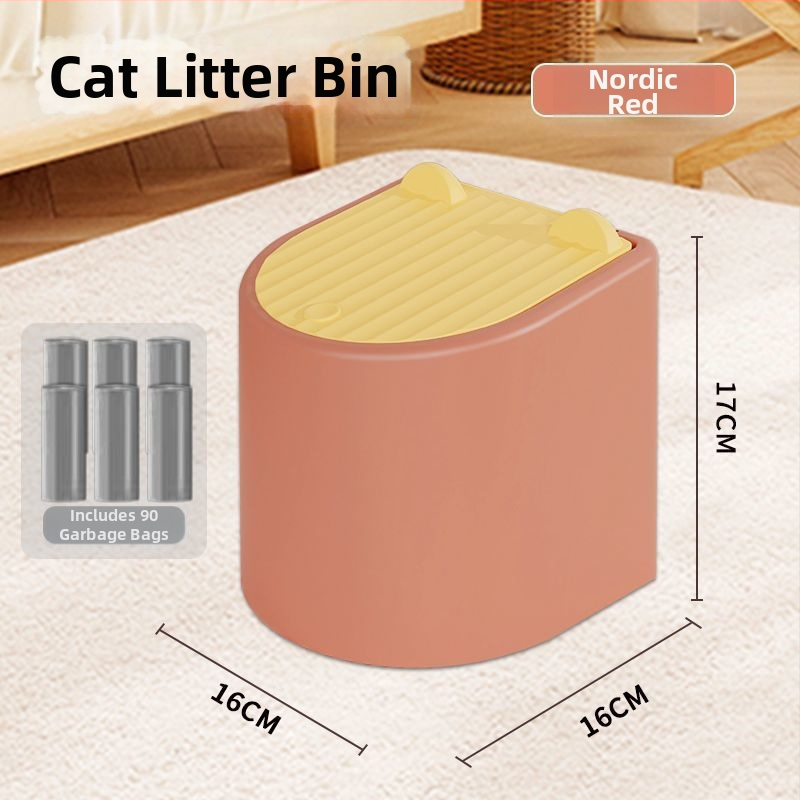 Lopată manuală pentru nisip de pisică, cu capac și coș pentru gunoi anti-miros