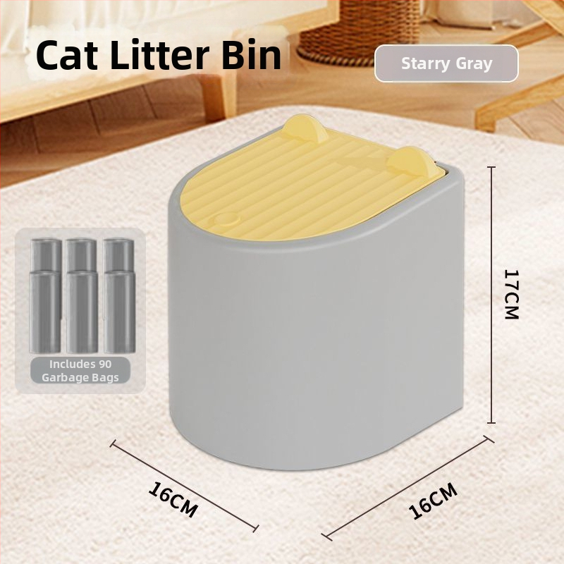 Lopată manuală pentru nisip de pisică, cu capac și coș pentru gunoi anti-miros