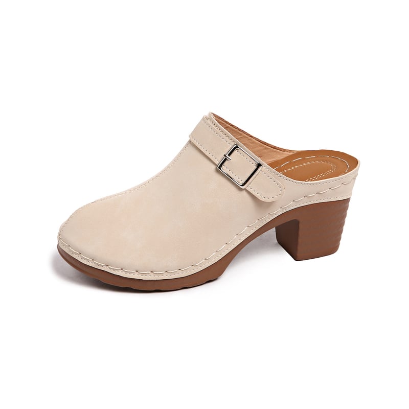 Ženske slip-on cipele s okruglim vrhom, PU gornji dio, gumeni potplat, chunky peta 6–8 cm