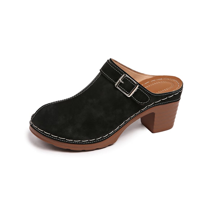 Ženske slip-on cipele s okruglim vrhom, PU gornji dio, gumeni potplat, chunky peta 6–8 cm