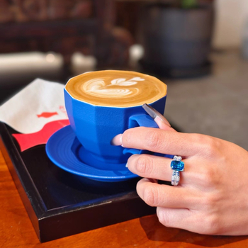 Inel Ocean Starry Sky cu acvamarin și argint 925 – set cu pietre, stil retro pentru femei, evaluare internațională