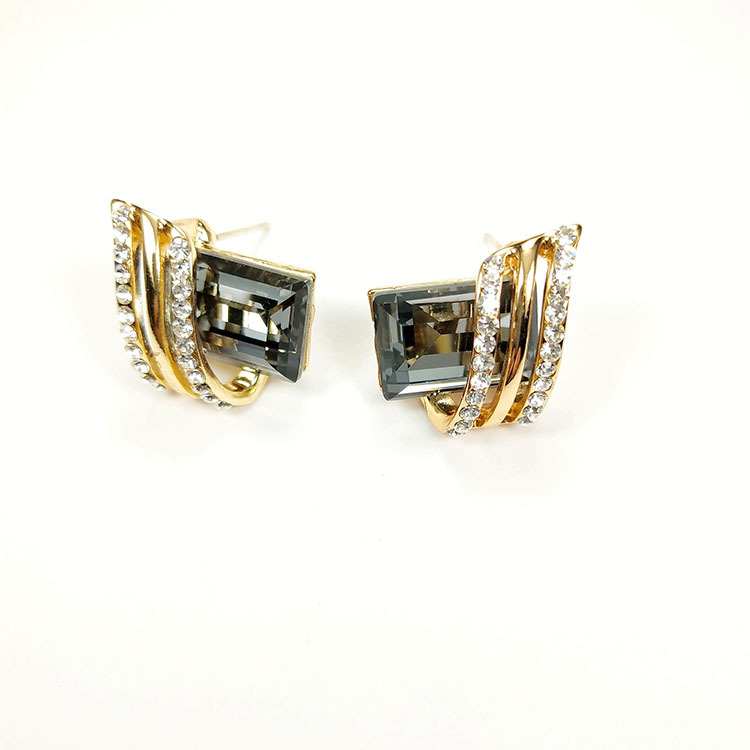 Naušnice od legure s kristalima | Timmy Jewelry | Stil Japana i Južne Koreje | Materijal: legura | Obrada: elektroplating