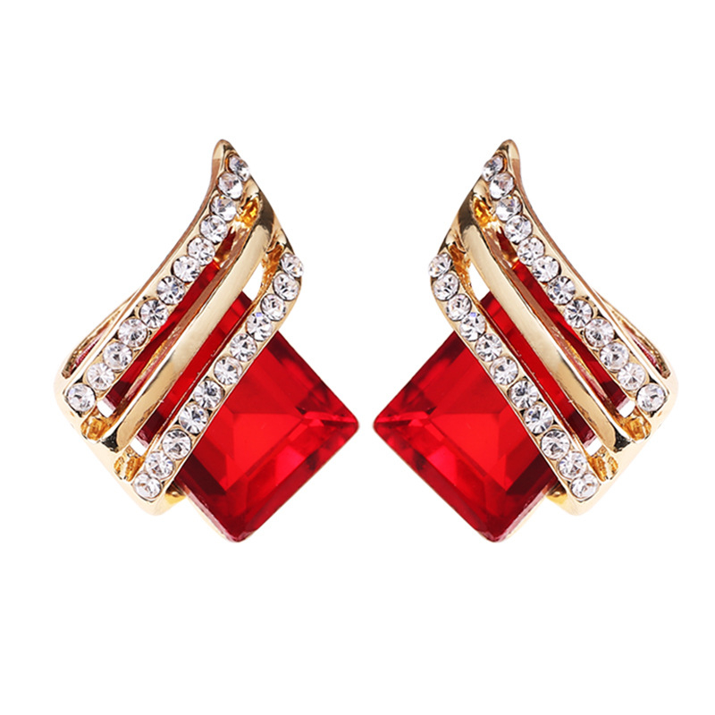 Naušnice od legure s kristalima | Timmy Jewelry | Stil Japana i Južne Koreje | Materijal: legura | Obrada: elektroplating