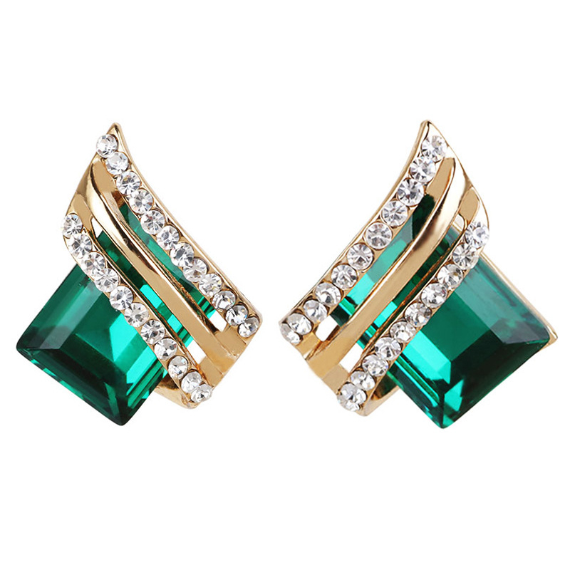 Naušnice od legure s kristalima | Timmy Jewelry | Stil Japana i Južne Koreje | Materijal: legura | Obrada: elektroplating