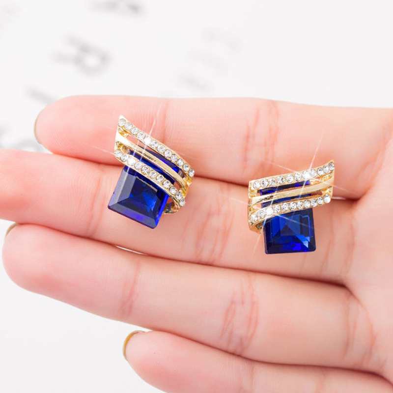Naušnice od legure s kristalima | Timmy Jewelry | Stil Japana i Južne Koreje | Materijal: legura | Obrada: elektroplating