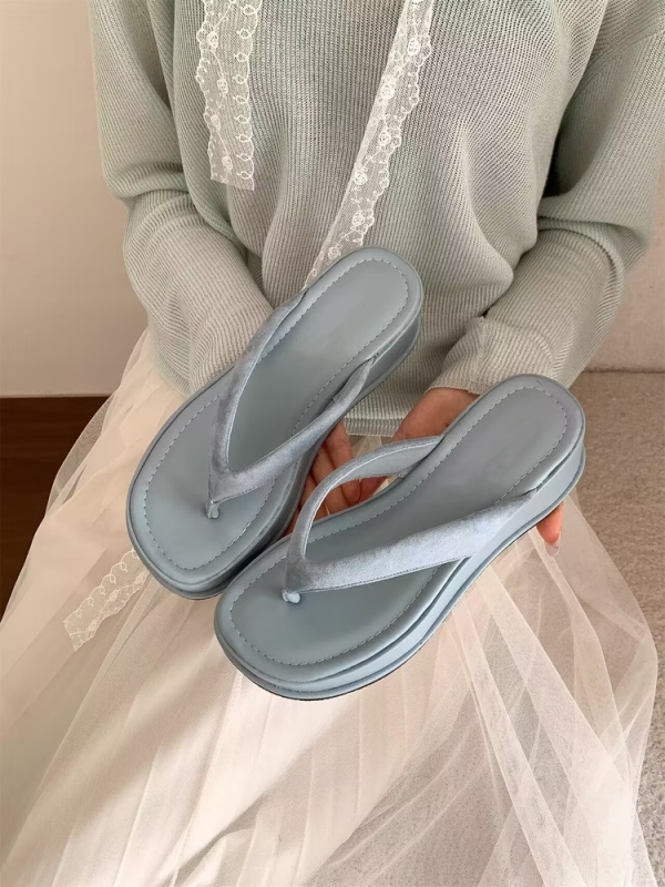 Sandalice na klin s kvadratnim vrhom, korejska verzija, gornji materijal: Super fiber, potplat: Rubber, ljeto 2025