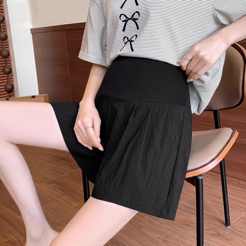 Trudničke šortse za ljeto, tanak ice silk materijal, duljina ¾, podrška za trbuh, udobna odjeća za trudnoću