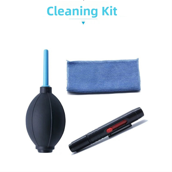 Set curățare obiective 3-în-1 pentru camere și computere: lavetă pentru obiective + lens pen + air blower