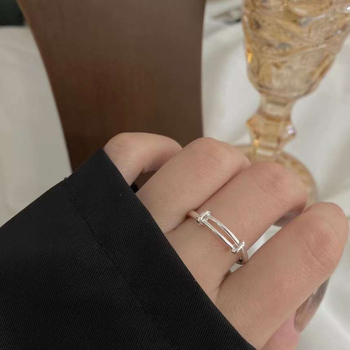 925-ös ezüst gyűrű, teleszkópos Push-Pull mechanizmus, állítható, uniszex, körkörös rúd dizájn