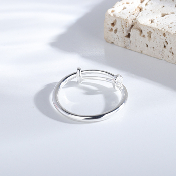 925-ös ezüst gyűrű, teleszkópos Push-Pull mechanizmus, állítható, uniszex, körkörös rúd dizájn