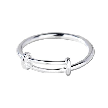 925-ös ezüst gyűrű, teleszkópos Push-Pull mechanizmus, állítható, uniszex, körkörös rúd dizájn