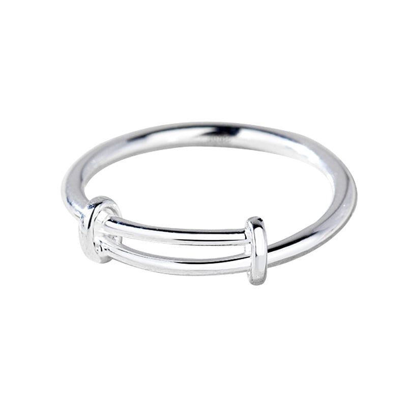 925-ös ezüst gyűrű, teleszkópos Push-Pull mechanizmus, állítható, uniszex, körkörös rúd dizájn