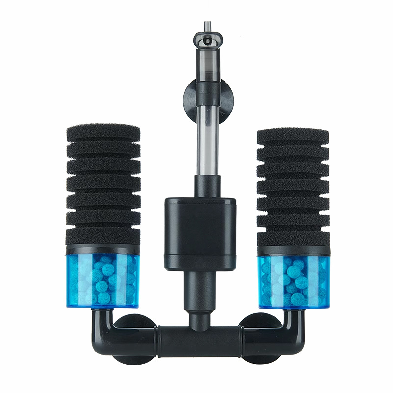 Ακουαριούμ αντλία οξυγόνωσης με ενσωματωμένη λειτουργία τρία σε ένα: οξυγονοποίηση, κυκλοφορία νερού και διήθηση; Υλικό: πλαστικό; Φίλτρο: βαμβάκι