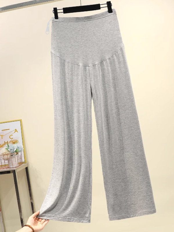 Pantalone za trudnoće za jesen, tanke i prozračne, opuštene, ravne široke nogavice (Tanke; Viskozna vlakna; 95%+; Prozračne; Opuštene)