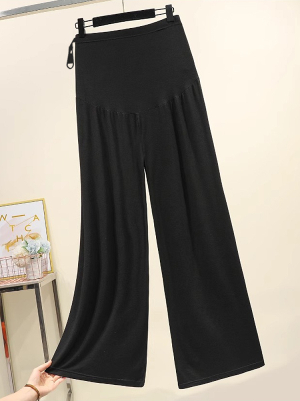 Pantalone za trudnoće za jesen, tanke i prozračne, opuštene, ravne široke nogavice (Tanke; Viskozna vlakna; 95%+; Prozračne; Opuštene)