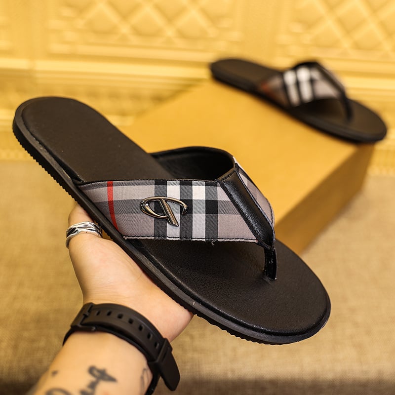 Мъжки ежедневни сандали с кожена горна част и клип за пръст