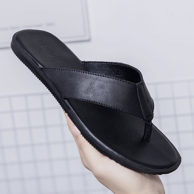 Мъжки ежедневни сандали с кожена горна част и клип за пръст