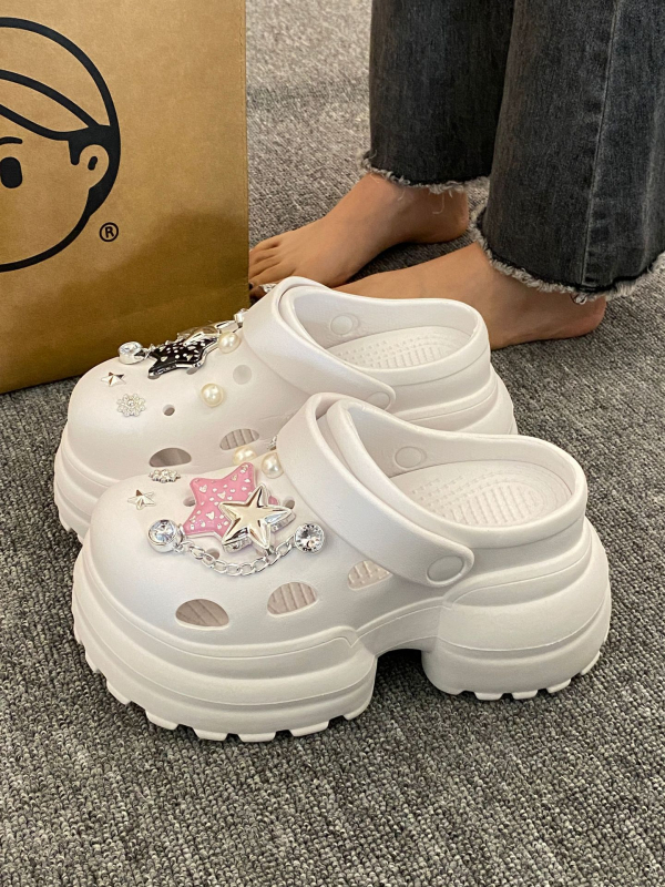 Ženske EVA sandale s rupicama, 10 cm debela podloga za povećanje visine, EVA gornji dio, Crocs‑inspirirane sandale