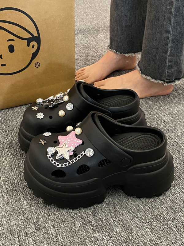 Ženske EVA sandale s rupicama, 10 cm debela podloga za povećanje visine, EVA gornji dio, Crocs‑inspirirane sandale