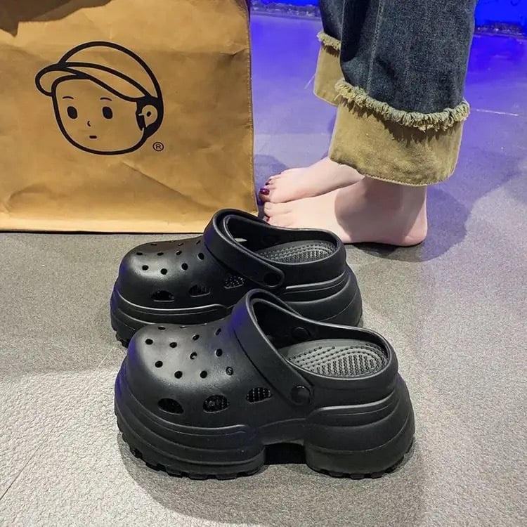 Ženske EVA sandale s rupicama, 10 cm debela podloga za povećanje visine, EVA gornji dio, Crocs‑inspirirane sandale