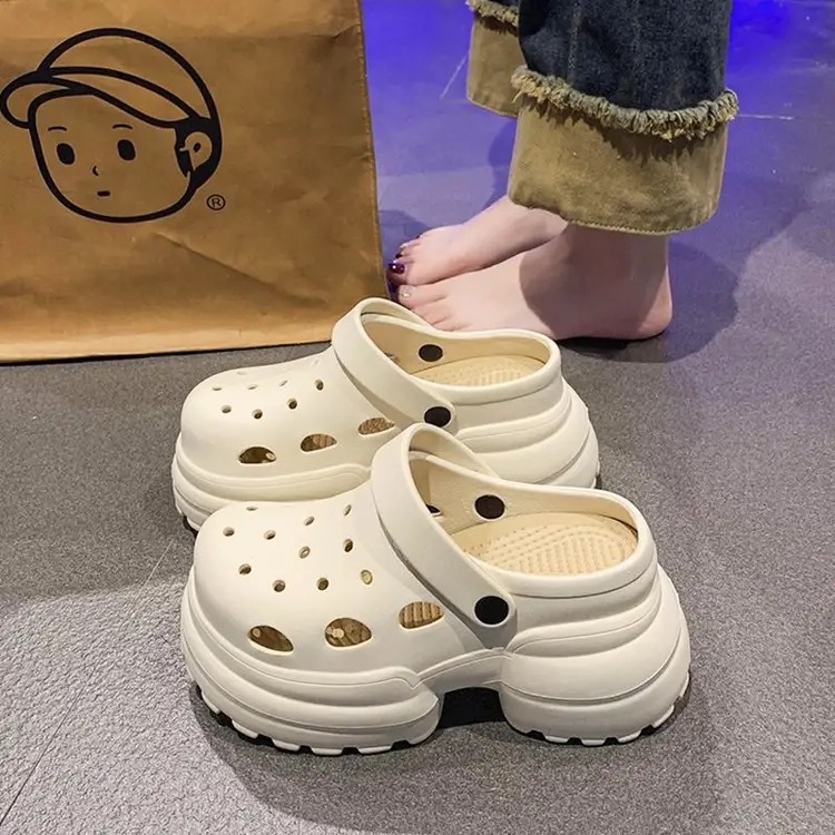 Ženske EVA sandale s rupicama, 10 cm debela podloga za povećanje visine, EVA gornji dio, Crocs‑inspirirane sandale