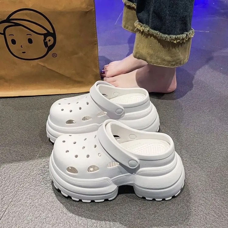 Ženske EVA sandale s rupicama, 10 cm debela podloga za povećanje visine, EVA gornji dio, Crocs‑inspirirane sandale