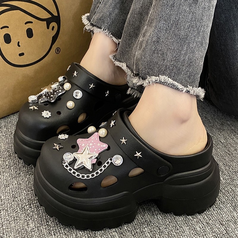 Ženske EVA sandale s rupicama, 10 cm debela podloga za povećanje visine, EVA gornji dio, Crocs‑inspirirane sandale