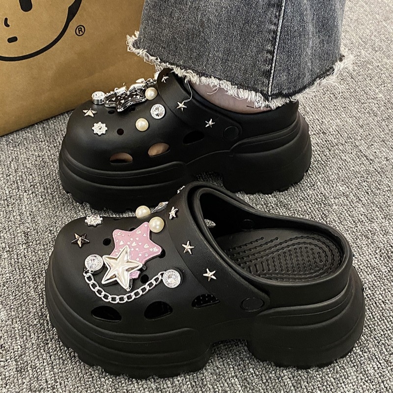 Ženske EVA sandale s rupicama, 10 cm debela podloga za povećanje visine, EVA gornji dio, Crocs‑inspirirane sandale