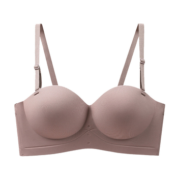 Σουτιέν χωρίς ραφές, χωρίς τιράντες, με αποσπώμενες διπλές τιράντες, ανύψωση; Κύπελλο 3/4, φόρμα mold, βασικό ύφασμα νάιλον, επένδυση από σπάνξ έως 30%