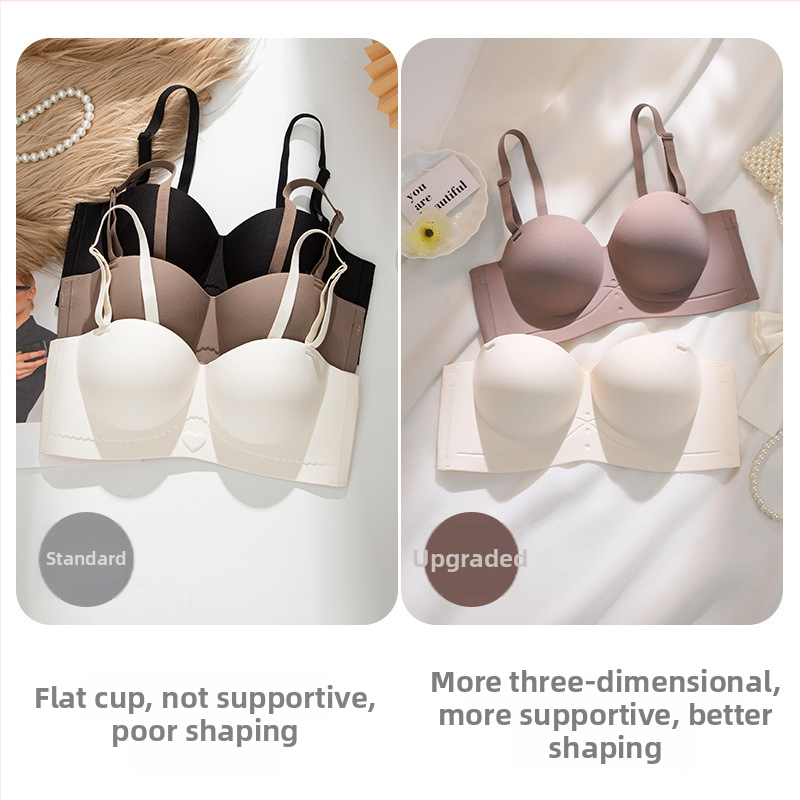 Σουτιέν χωρίς ραφές, χωρίς τιράντες, με αποσπώμενες διπλές τιράντες, ανύψωση; Κύπελλο 3/4, φόρμα mold, βασικό ύφασμα νάιλον, επένδυση από σπάνξ έως 30%