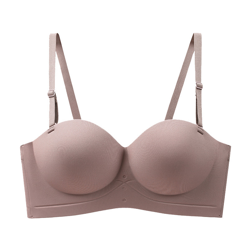 Σουτιέν χωρίς ραφές, χωρίς τιράντες, με αποσπώμενες διπλές τιράντες, ανύψωση; Κύπελλο 3/4, φόρμα mold, βασικό ύφασμα νάιλον, επένδυση από σπάνξ έως 30%