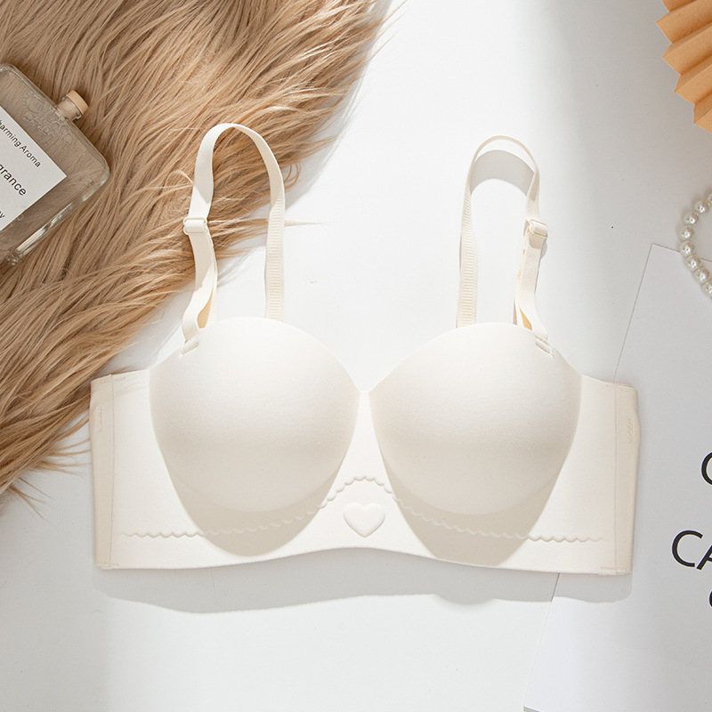 Σουτιέν χωρίς ραφές, χωρίς τιράντες, με αποσπώμενες διπλές τιράντες, ανύψωση; Κύπελλο 3/4, φόρμα mold, βασικό ύφασμα νάιλον, επένδυση από σπάνξ έως 30%