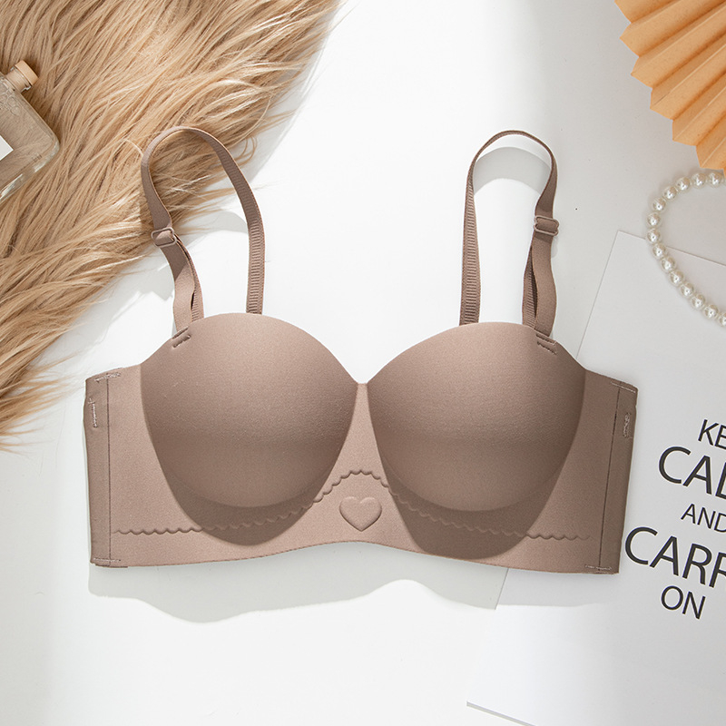 Σουτιέν χωρίς ραφές, χωρίς τιράντες, με αποσπώμενες διπλές τιράντες, ανύψωση; Κύπελλο 3/4, φόρμα mold, βασικό ύφασμα νάιλον, επένδυση από σπάνξ έως 30%