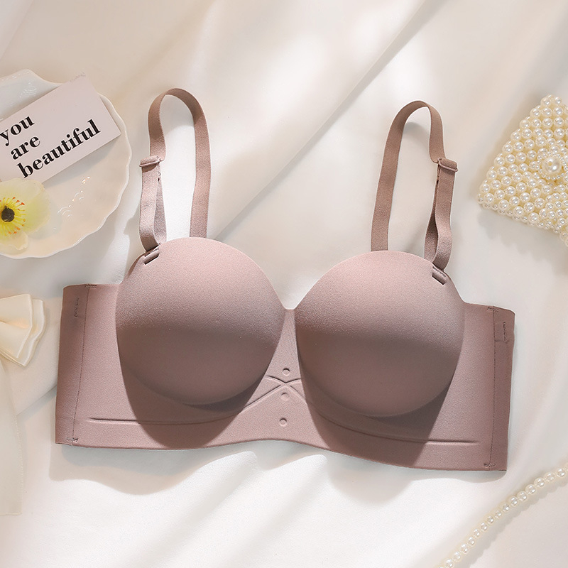 Σουτιέν χωρίς ραφές, χωρίς τιράντες, με αποσπώμενες διπλές τιράντες, ανύψωση; Κύπελλο 3/4, φόρμα mold, βασικό ύφασμα νάιλον, επένδυση από σπάνξ έως 30%