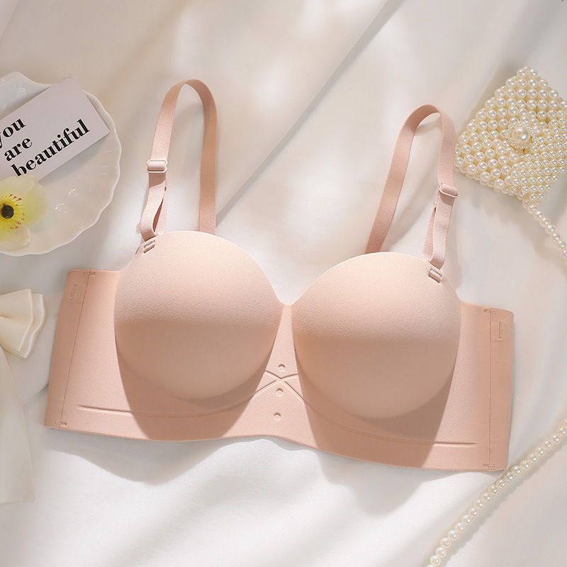 Σουτιέν χωρίς ραφές, χωρίς τιράντες, με αποσπώμενες διπλές τιράντες, ανύψωση; Κύπελλο 3/4, φόρμα mold, βασικό ύφασμα νάιλον, επένδυση από σπάνξ έως 30%