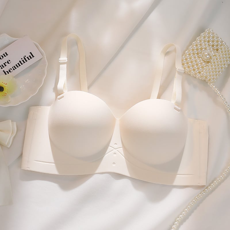 Σουτιέν χωρίς ραφές, χωρίς τιράντες, με αποσπώμενες διπλές τιράντες, ανύψωση; Κύπελλο 3/4, φόρμα mold, βασικό ύφασμα νάιλον, επένδυση από σπάνξ έως 30%