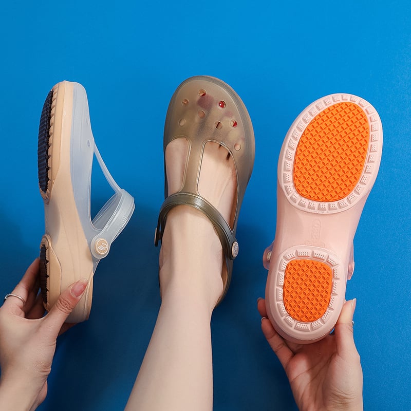 Ženske Crocs-stil sandale s debelim đonom, Mary Jane remen, TPU gornji dio, gumena podloga 4 cm, prozračne