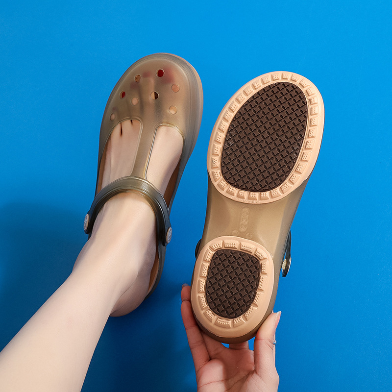 Ženske Crocs-stil sandale s debelim đonom, Mary Jane remen, TPU gornji dio, gumena podloga 4 cm, prozračne