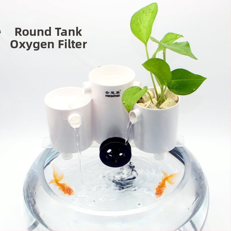 Hesimei κυκλικό κουτί φίλτρου για ενυδρείο, 3-σε-1 λειτουργία καθαρισμού και αερισμού, ABS πλαστικό, βάρος 200 g