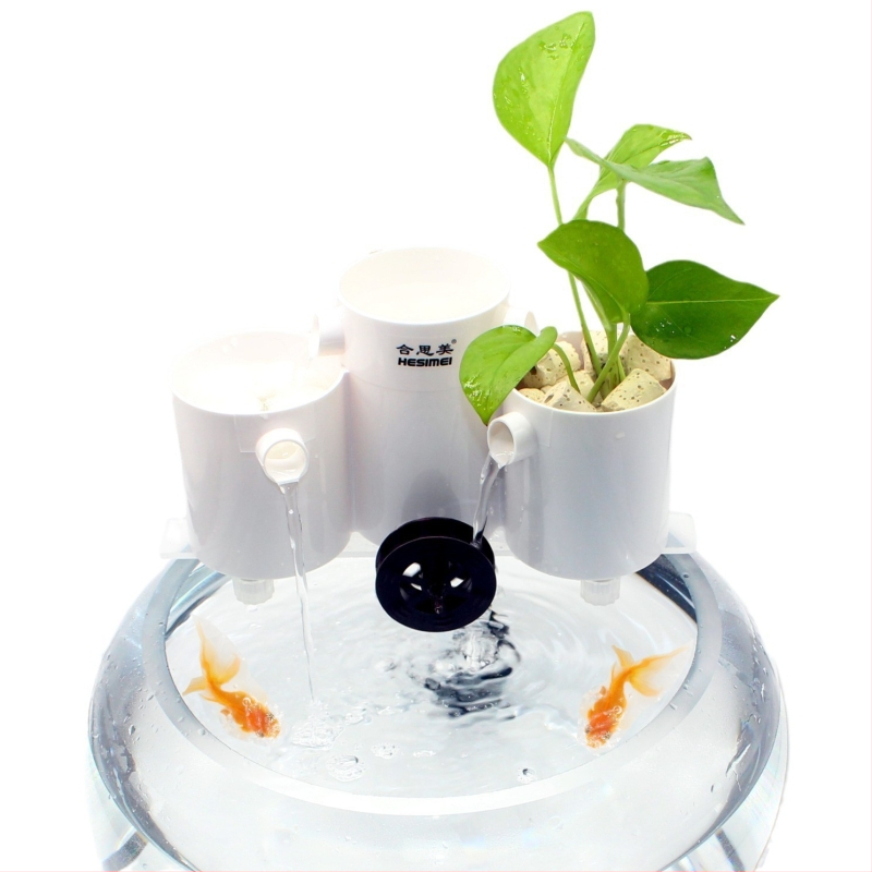 Hesimei κυκλικό κουτί φίλτρου για ενυδρείο, 3-σε-1 λειτουργία καθαρισμού και αερισμού, ABS πλαστικό, βάρος 200 g