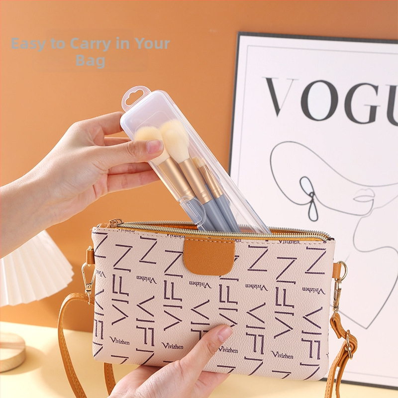 Prenosné puzdro na skladovanie make-up štetcov s krytom proti prachu – priehľadný, prenášateľný organizér na obočie ceruzky, očné tiene a štetce (PP plast, 1 L kapacita)