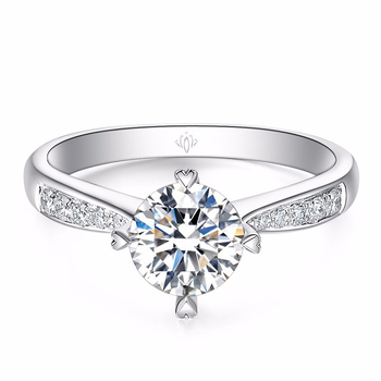 Пръстен с лабораторно изкуствен диамант, четирискрален корона пръстен, сребро 925 – основен камък 0,10 ct, дамски сватбен пръстен с деликатен лукс