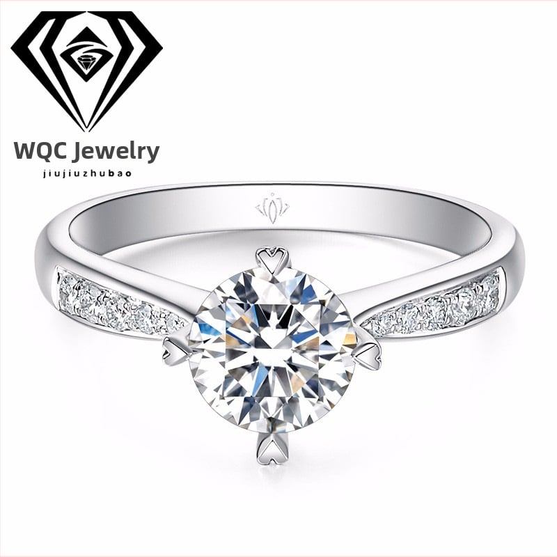 Пръстен с лабораторно изкуствен диамант, четирискрален корона пръстен, сребро 925 – основен камък 0,10 ct, дамски сватбен пръстен с деликатен лукс