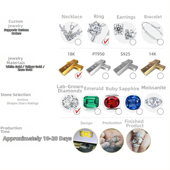 18K злато култивиран диамант бижутерия комплект — пръстен и колие, опции карати: 0.10, 0.30, 0.50, 1.00, 2.00 ct