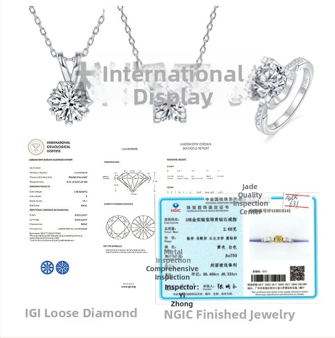 18K злато култивиран диамант бижутерия комплект — пръстен и колие, опции карати: 0.10, 0.30, 0.50, 1.00, 2.00 ct