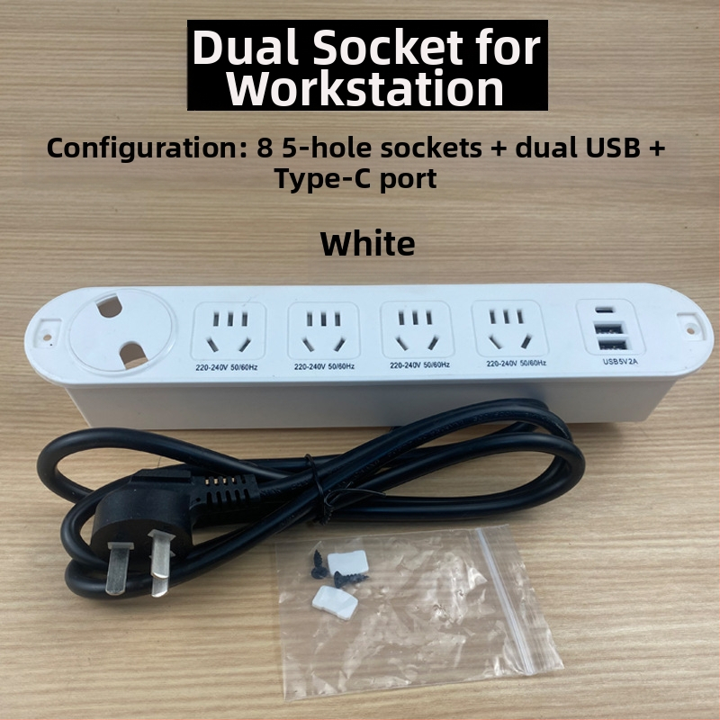 Qineng επιτραπέζιο ενσωματωμένο πολύμπριζο με διπλές υποδοχές, δυνατότητα Daisy-chain, θύρες USB και USB-C