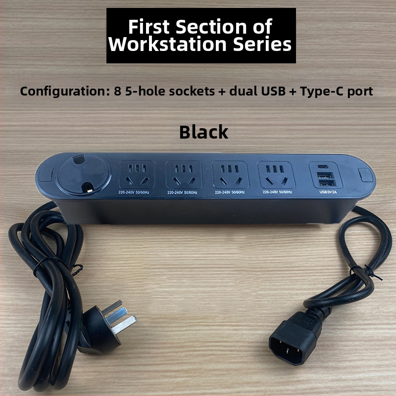 Qineng επιτραπέζιο ενσωματωμένο πολύμπριζο με διπλές υποδοχές, δυνατότητα Daisy-chain, θύρες USB και USB-C