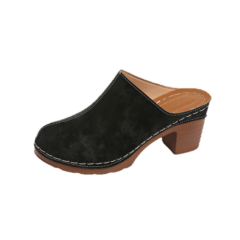 Slip-on cipele s PU gornjim dijelom, špicasti nos, masivan srednji pet 3-5 cm, đon od reciklirane kože