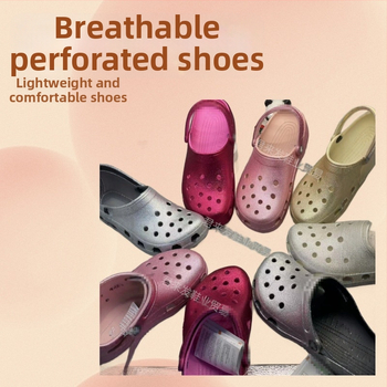 Shining Star serija: glitter Crocs-stil sandale za žene s stražnjim remenom, protuklizne ljetne obuće